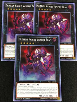 YUGIOH CRIMSON KNIGHT VAMPIRE BRAM DASA-EN013 1ST SUPER X3 (NM) - Image 1