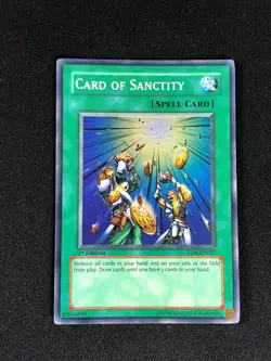 YUGIOH CARD OF SANCTITY TLM-EN037 1ST SUPER HP/CREASES - Image 1