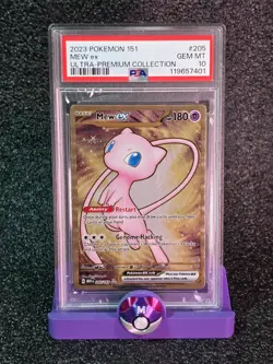 2023 Pokemon Mew ex Full Art 151 UPC Gold Metal Promo Card 205/165 PSA 10 GEM MT - Image 1