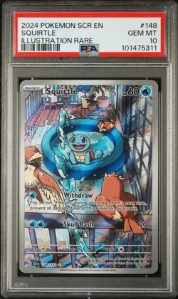 PSA 10 GEM MINT Squirtle 148/142 Stellar Crown Illustration Rare Pokemon Card - Image 1