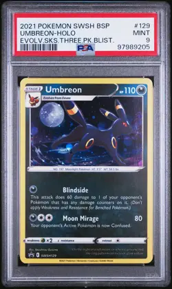 2021 POKEMON SWSH BLACK STAR PROMO #129 UMBREON-HOLO PSA 9 - Image 1