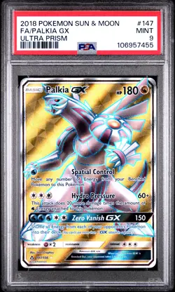 2018 POKEMON SUN & MOON ULTRA PRISM #147 FULL ART/PALKIA GX PSA 9 - Image 1