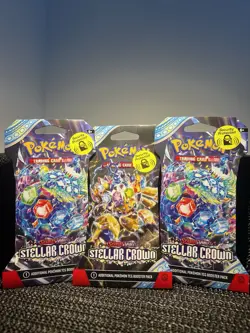 Pokemon TCG S&V Stellar Crown Sleeved Booster Pack x3 - Sealed - Image 1