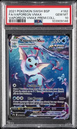 2021 POKEMON SWSH BLACK STAR PROMO #182 FULL ART/VAPOREON VMAX PSA 10 - Image 1