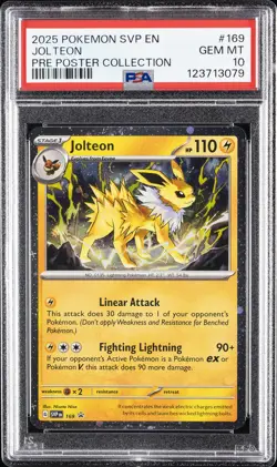 2025 POKEMON SVP EN-SV BLACK STAR PROMO #169 JOLTEON PSA 10 - Image 1