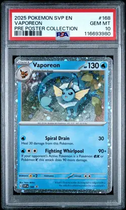 2025 POKEMON SVP EN-SV BLACK STAR PROMO #168 VAPOREON PSA 10 - Image 1