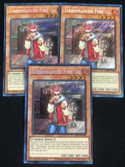 YUGIOH LIBROMANCER FIRE DIFO-EN000 1ST SECRET X3 NM - Image 1