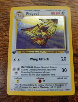 Pidgeot 1st Edition 8/64 Jungle Set Holographic Rare Pokemon Card LP-MP - Image 1