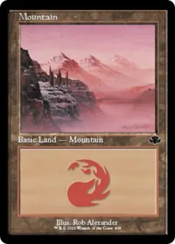 Mountain (408) (Retro Frame) -Foil Near Mint MTG Dominaria Remastered - Image 1