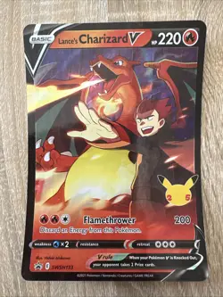 Lance's CHARIZARD V SWSH133 Celebrations Pokemon Card JUMBO Oversized - Image 1