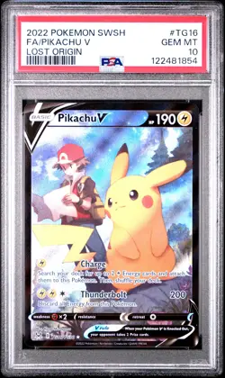 2022 POKEMON SWORD & SHIELD LOST ORIGIN #TG16 FULL ART/PIKACHU V PSA 10 - Image 1