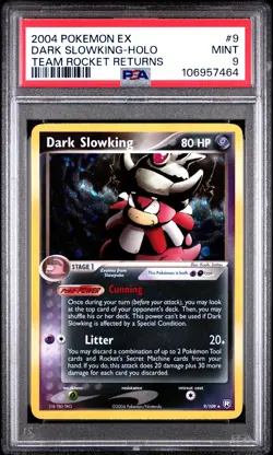 2004 POKEMON EX TEAM ROCKET RETURNS #9 DARK SLOWKING-HOLO PSA 9 - Image 1