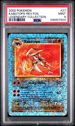 2002 POKEMON LEGEND COLLECTION #27 KABUTOPS-REVERSE FOIL PSA 9 - Image 1