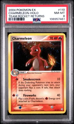 2004 POKEMON EX TEAM ROCKET RETURNS #110 CHARMELEON-HOLO PSA 8 - Image 1