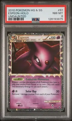 2010 POKEMON HEART GOLD & SOUL SILVER #81 ESPEON PRIME NM-MT PSA 8 UNDAUNTED - Image 1
