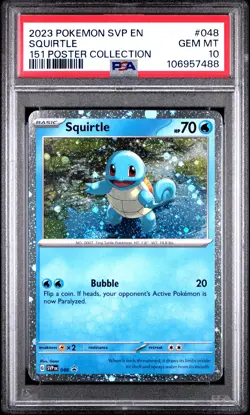 2023 POKEMON SVP EN-SV BLACK STAR PROMO 151 POSTER COLL #048 SQUIRTLE PSA 10 - Image 1