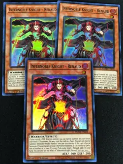 YUGIOH INFERNOBLE KNIGHT RENAUD AMDE-EN038 1ST SUPER X3 (NM) - Image 1