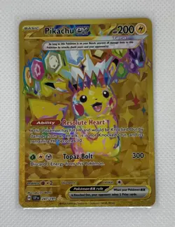 Pokemon TCG Surging Sparks Pikachu EX Card 247/191 Gold Hyper Rare Near Mint - Image 1