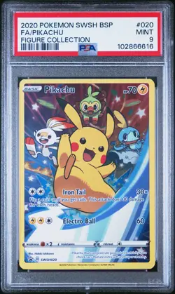 2020 POKEMON SWSH PROMO FIGURE COLLECTION #020 FULL ART/PIKACHU PSA 9 - Image 1
