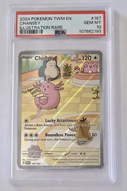 PSA 10 2024 Chansey 187/167 Illustration Rare Pokemon Twilight Masquerade - Image 1