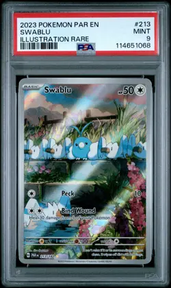 2023 POKEMON PAR EN-PARADOX RIFT ILLUSTRATION RARE #213 SWABLU PSA 9 - Image 1