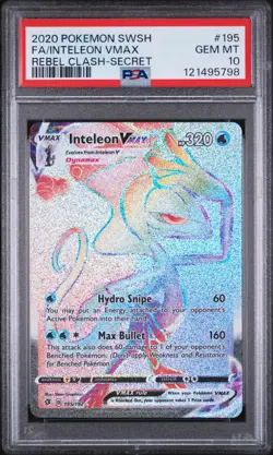 PSA 10 Inteleon VMAX 195/12 Rebel Clash Rainbow Holo Pokemon Card - Gem Mint - Image 1