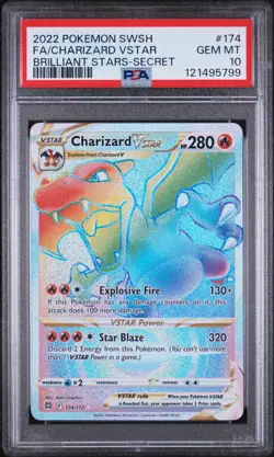 PSA 10 Charizard VSTAR 174/172 Brilliant Stars Rainbow Pokemon Card - Gem Mint - Image 1