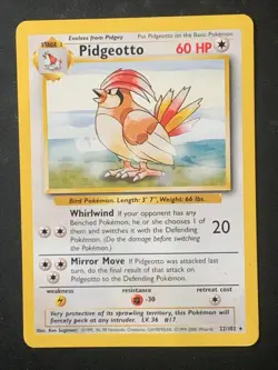 Pidgeotto 22/102 Base set Rare 4th Print Vintage WOTC Pokemon Card - Image 1
