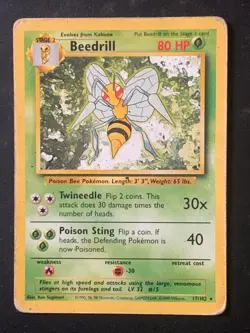 Beedrill 17/102 Base set Rare Vintage WOTC Pokemon Card - Image 1