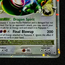 Holo Bleed Rayquaza C LV.X 146/147 Diamond & Pearl 2009 Pokemon Card 4 Swirls NM - Image 4