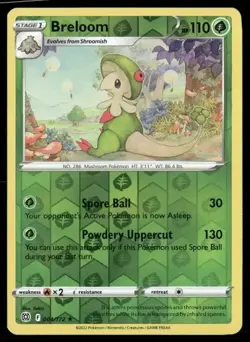 2022 Brilliant Stars Set Pokemon Card 004 Breloom Reverse Foil NM - Image 1