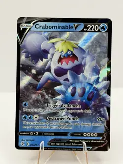 Pokemon TCG Crabominable v Fusion Strike Holo Ultra Rare Card 076/264 - Image 1