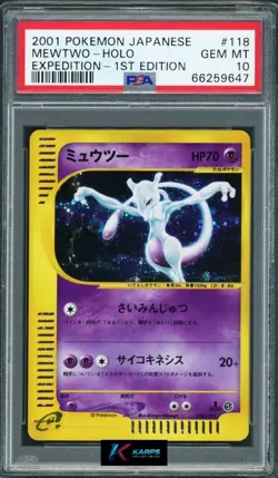 Pokemon PSA 10 MEWTWO HOLO EXPEDITION 1ST EDITION #118 2001 JAPANESE - Image 1