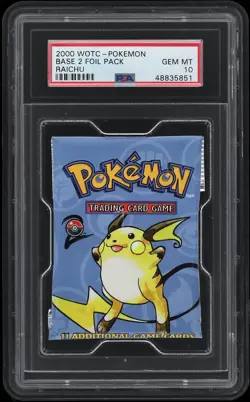 2000 Pokemon Base 2 II Booster Pack Raichu Art - PSA 10 GEM MINT - Image 1