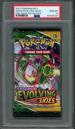 2021 Pokemon Evolving Skies Foil Booster Pack Rayquaza Art PSA 10 GEM MINT - Image 1