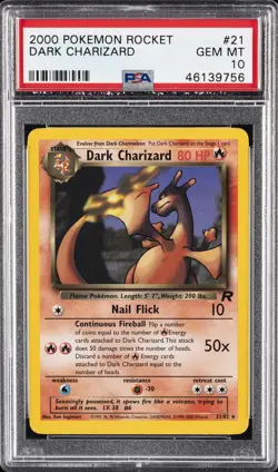 2000 POKEMON ROCKET #21 DARK CHARIZARD PSA 10 - Image 1