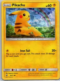 Pokemon TCG Pikachu 28/73 Shining Legends Holo NM - Image 1