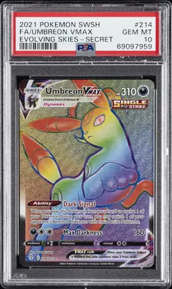 2021 POKEMON SWORD & SHIELD EVOLVING SKIES SECRET FULL ART/UMBREON VMAX PSA 10 - Image 1