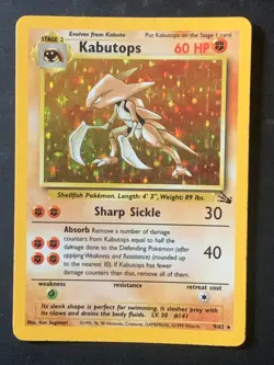 Kabutops 9/62 Fossil Holo Rare Vintage WOTC Pokemon Card - Image 1