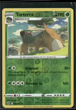 2022 Brilliant Stars Set Pokemon Card 008 Torterra Reverse Foil NM - Image 1