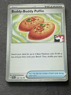 Buddy Poffin 144/162 Reverse Holo Play Pokemon Promo Stamped Card - Image 1