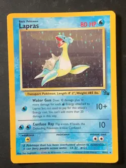 Lapras 10/62 Fossil off centre Holo Rare Vintage Pokemon Card - Image 1