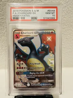 2019 POKEMON SUN & MOON HIDDEN FATES #SV49 FULL ART/CHARIZARD GX PSA 10 - Image 1