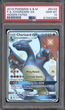 2019 POKEMON SUN & MOON HIDDEN FATES #SV49 FULL ART/CHARIZARD GX PSA 10 - Image 2