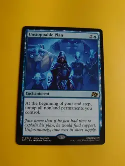 Unstoppable Plan. Aetherdrifr rare enchantment MTG Card. Blue. - Image 2
