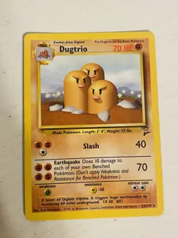 Dugtrio 23/130 Base Set 2 Unlimited Non Holo Rare WotC Vintage Pokemon TCG Card - Image 1