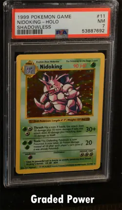 Base Set Unlimited Shadowless Nidoking PSA 7 HOLO (7692) 11/102 Pokemon - Image 1