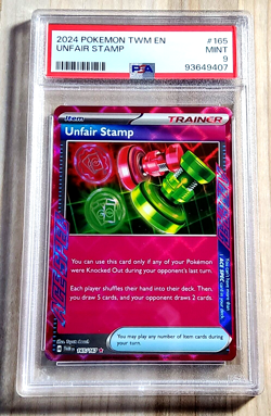 2024 POKEMON Twilight Masquerade UNFAIR STAMP #165 Holo PSA 9 Mint - Image 1