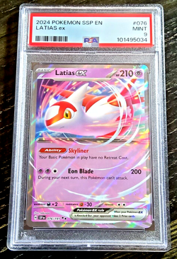 2024 Pokemon Surging Sparks LATIAS EX #076 Holo Foil PSA 9 Mint - Image 1