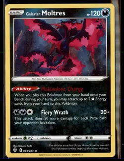 2021 Sword & Shield - Evolving Skies Galarian Moltres Basic/Rare Holo #93 - Image 1